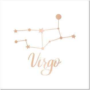 Virgo Zodiac Constellation in Rose Gold Posters and Art